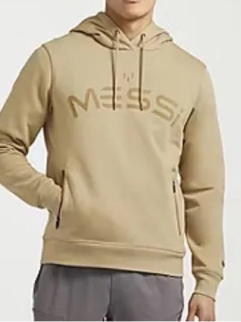 Messi Men's Beige Pullover Hoodie